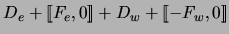 $\displaystyle D_e + [\![F_e,0]\!] + D_w + [\![-F_w,0]\!]$