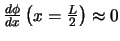 $ {d \phi \over dx} \left( x = {L \over 2} \right) \approx 0$