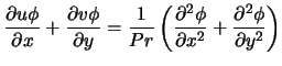 $\displaystyle \frac{\partial u\phi}{\partial x}+\frac{\partial v\phi}{\partial ...
...\frac{\partial^2\phi}{\partial x^2}+
\frac{\partial^2\phi}{\partial y^2}\right)$