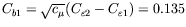 $ C_{b1}=\sqrt{c_\mu} (C_{\varepsilon2}-C_{\varepsilon1}) = 0.135$