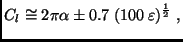 $\displaystyle C_l \cong 2 \pi \alpha \pm 0.7 \; (100 \; \varepsilon)^{\frac{1}{2}}\;,$