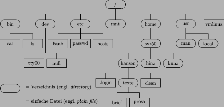 \begin{figure}\begin{center}
\begin{picture}(164,77)
\put(75,70){\put(7,3){\oval...
...e {= Verzeichnis (engl. {\it directory})}}
\end{picture}\end{center}\end{figure}