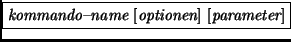 \fbox{{\it kommando-name}
[{\it optionen}] [{\it parameter}]}