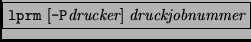 \fbox{{\tt lprm} [{\tt -P}{\it drucker}] {\it druckjobnummer}}