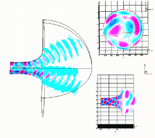 Here stands a picture about 'Instantaneous pressure contours of recomposed 3D sound field'
